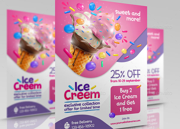 Ice Cream Menu PSD Flyer