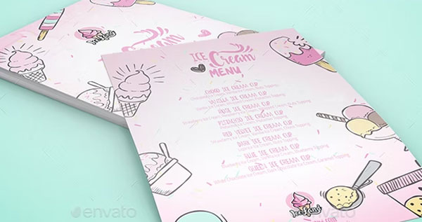 Ice Cream Restaurant A4 Menu or Flyers