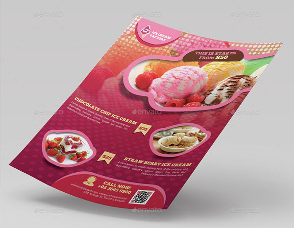 Ice Cream Restaurant Ad Menu Flyers