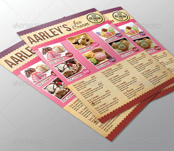 Ice Cream Restaurant Menu Flyer Design