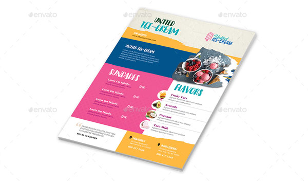 Ice Cream Restaurant Menu Flyers