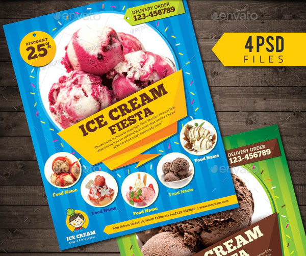 Ice Cream Restaurant Menu PSD Flyers