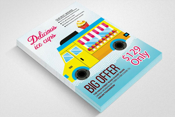 Ice Cream Restaurant Truck Delivery Menu Flyer