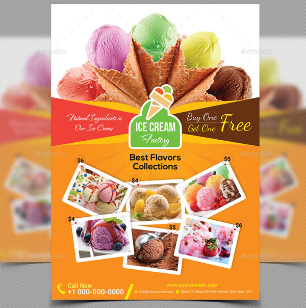 Ice Cream Shop Menu Flyer Design