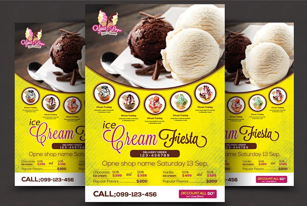 Ice Cream Shop Menu Flyer Template