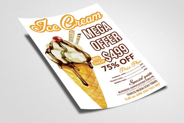 Ice Cream Sweet Discount Menu Flyer Template