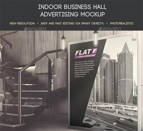 Indoor Business Hall Advertising Mockup