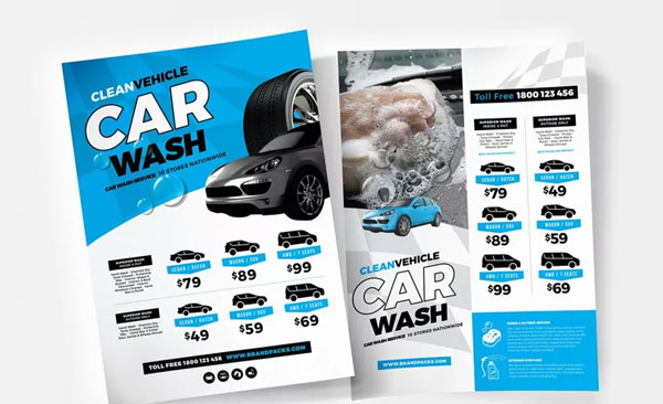 Interior And Exterior Car Wash Poster Template
