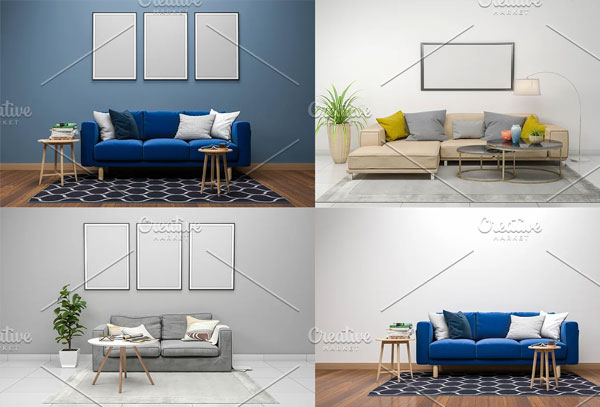 Interior Living Room Frame Mockups