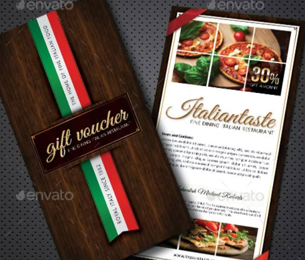 Italian Restaurant Menu Gift Voucher