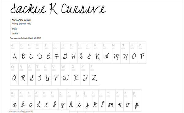 Jackie K Cursive Handwriting Free Font