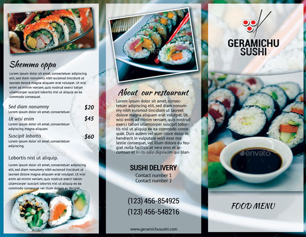 Japanese Food Restaurant Trifold Brochure