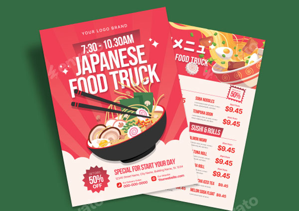 Japanese Food Truck Menu Flyer Template