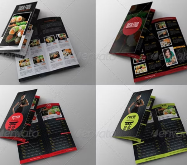 Japanese Sushi Food Menu BiFold Brochure Bundle