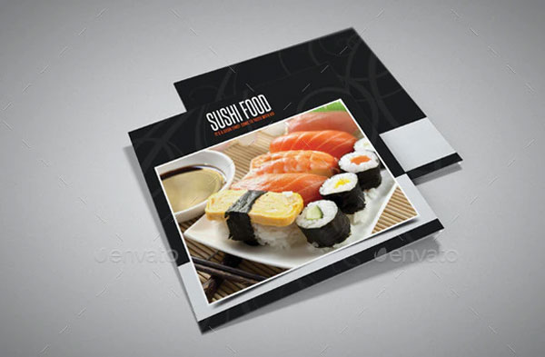 Japanese Sushi Food Menu Square 3-Fold Brochure