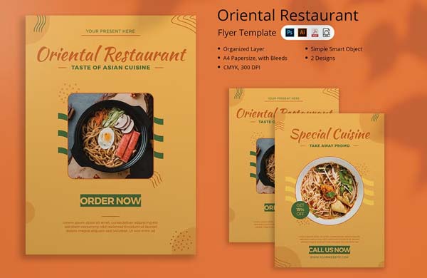 Japanese Sushi Food Promotion Flyer Template