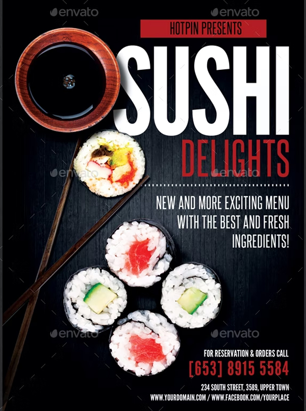 Japanese Sushi Food Promotion Flyer