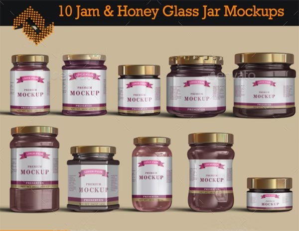 Jelly & Jam and Honey Jars Mockup