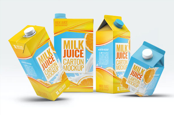 Juice Cartons Bundle Mock-Up Free