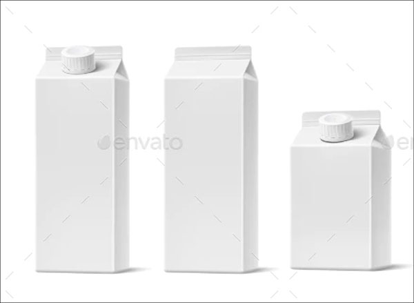 Juice Milk Cardboard Package Mockup Set
