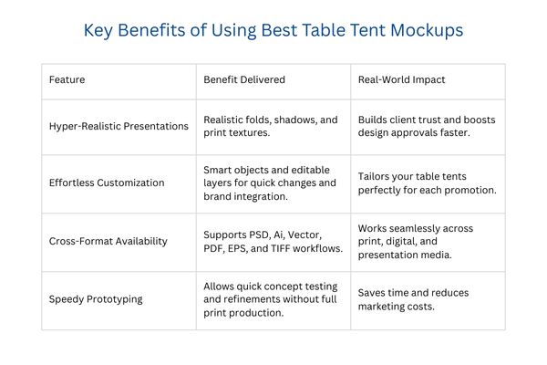 Key Benefits of Using Best Table Tent Mockups