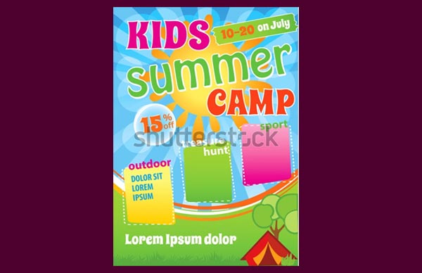 Kid Summer Camp Vector Illustration Template
