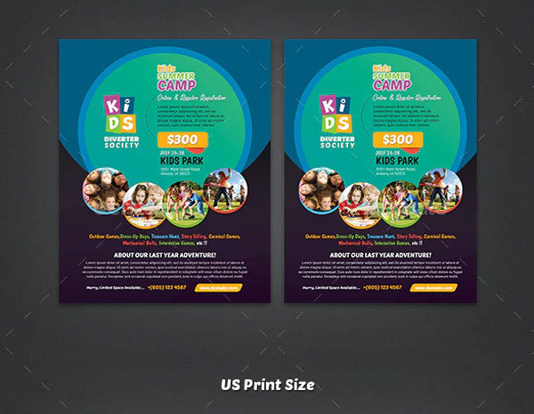 Kids Activities Summer Camp PSD Flyer