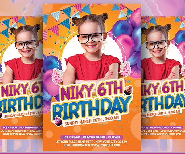 Kids Birthday Celebration Flyer Template