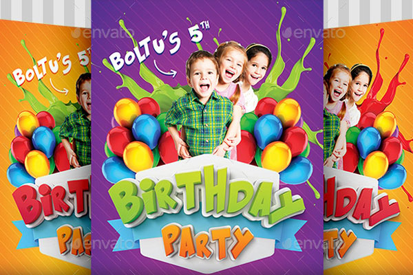 Kids Birthday Celebration Party Invitation Design Template