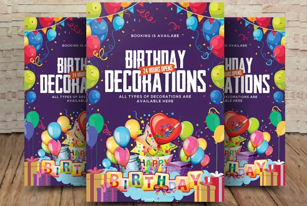 Kids Birthday Decoration Flyer