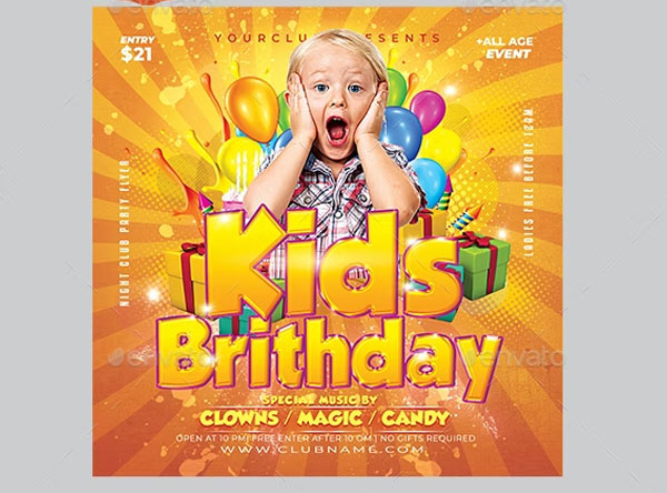 Kids Birthday Flyer Photoshop Template