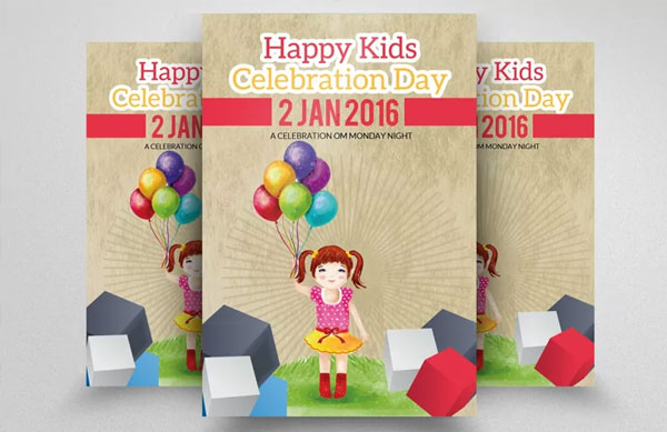 Kids Birthday Invitation Printable Flyer Template