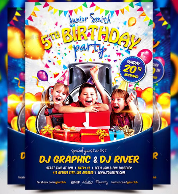 Kids Birthday Party Flyer Template