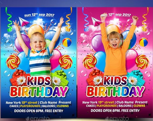 Kids Birthday Party Flyer Templates