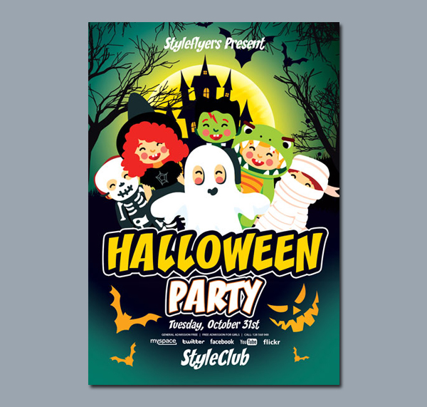Kids Halloween Party Free Flyer Template