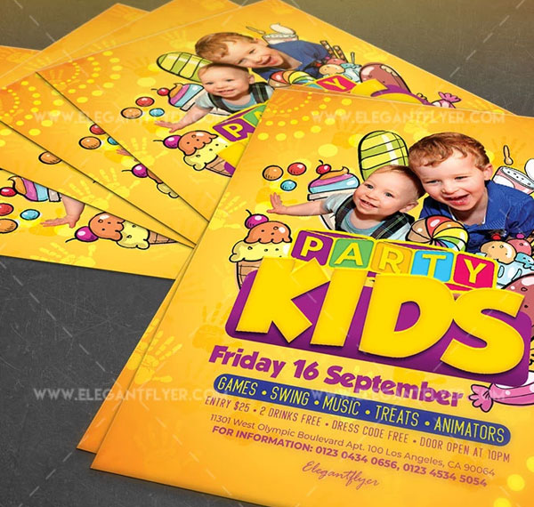 Kids Party Free Flyer PSD Template