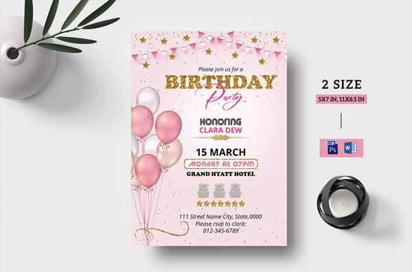 Kids Photoshop Birthday Party Flyer Template