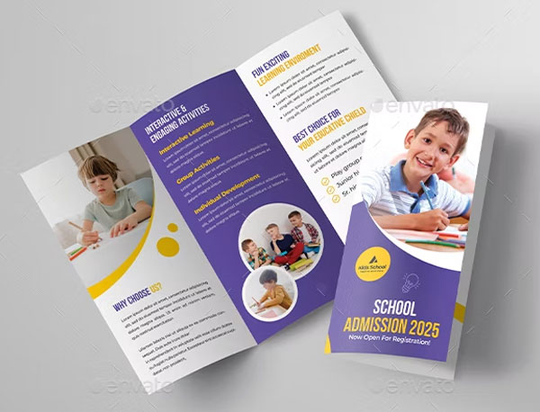 Kids School Admission Trifold Brochure Template