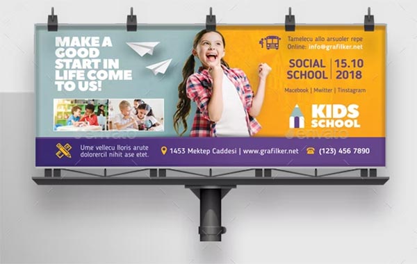 Kids School Billboard Template Design