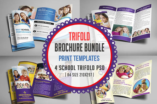 Kids School Trifold Brochure Bundle