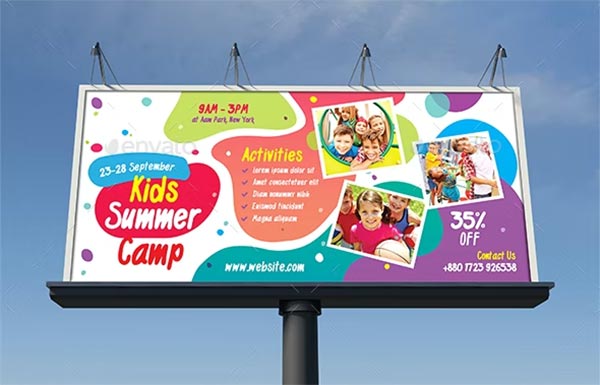 Kids Summer Camp Billboard PSD Template Design
