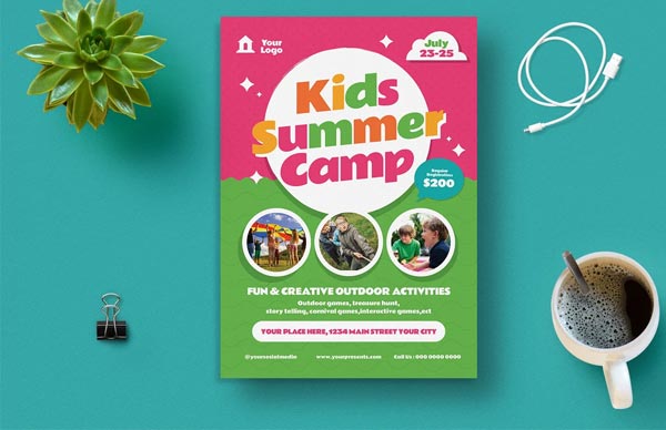 Kids Summer Camp Flyer Editable Template