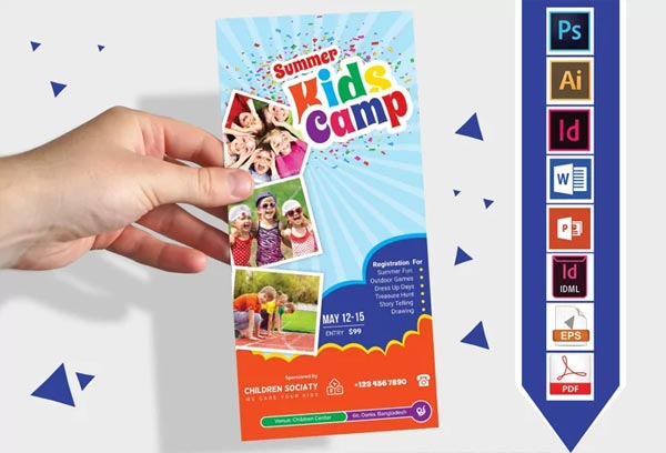 Kids Summer Camp Rack Card Template