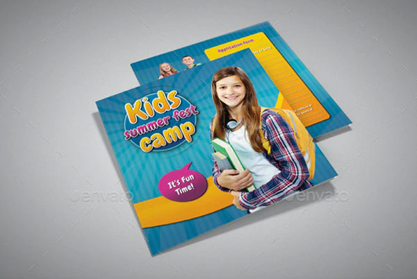 Kids Summer Camp Square 3-Fold Brochure