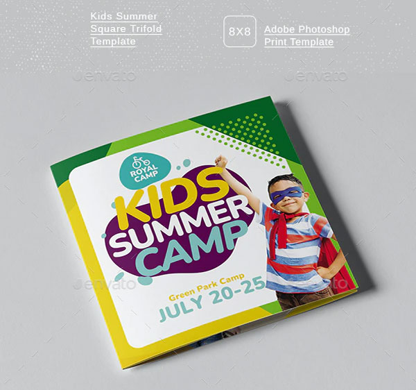 Kids Summer Camp Square Trifold Template