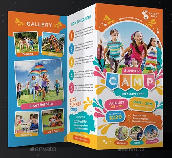 Kids Summer Camp Trifold Business Card