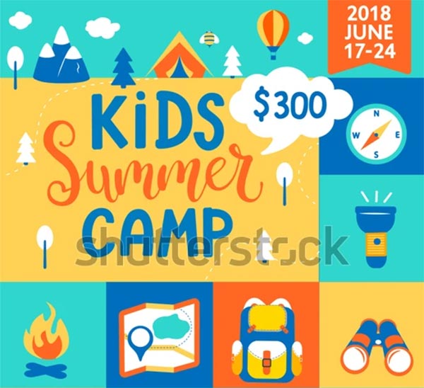  Kids Summer Camp Vector Brochure