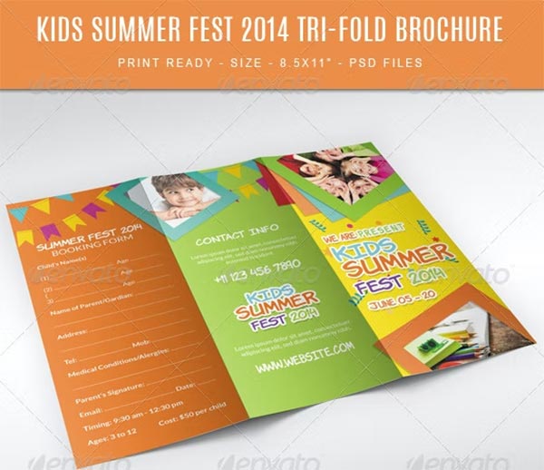 Kids summer camp fest 2014 trifold brochure
