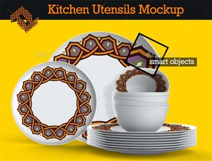 Kitchen Utensils and Dishes Mockup