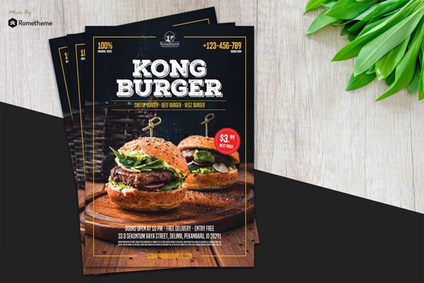 Kong Burger Restaurant Flyer Templates